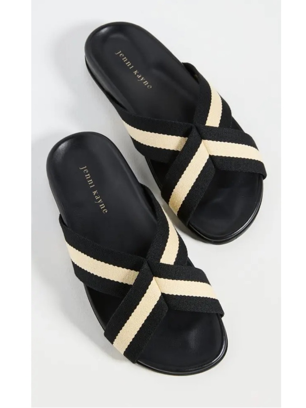 Jenni Kayne Black & Cream Striped Crossover Sandals